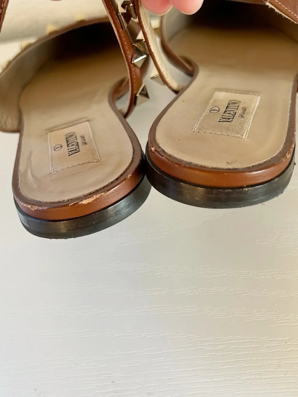 Valentino Garavani Rockstud Brown Slingback Flats Half D’Orsay Pointed Toe EU 37 - Picture 8 of 11